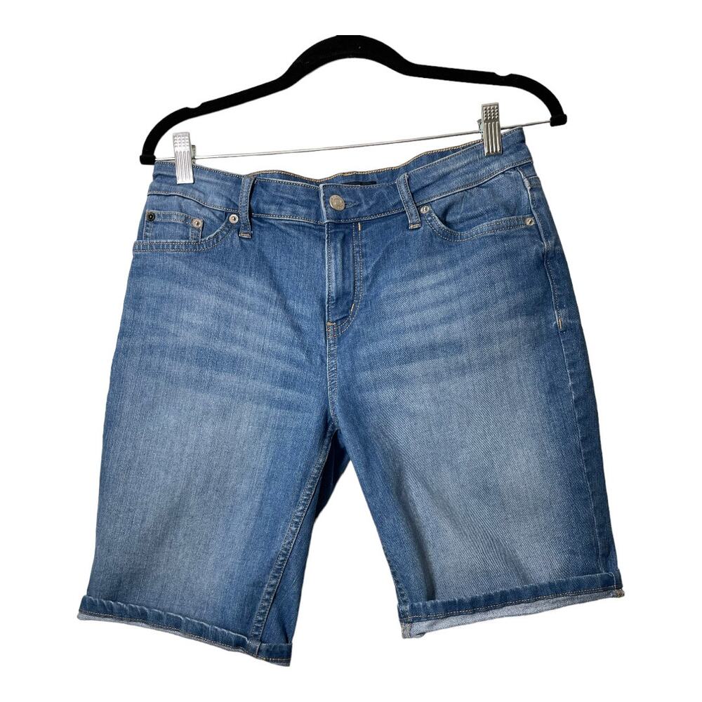 Calvin Klein Jean Shorts Jorts Women 8 Medium Wash Denim Modest Stretch Capsule